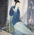 lady in blue old China ink